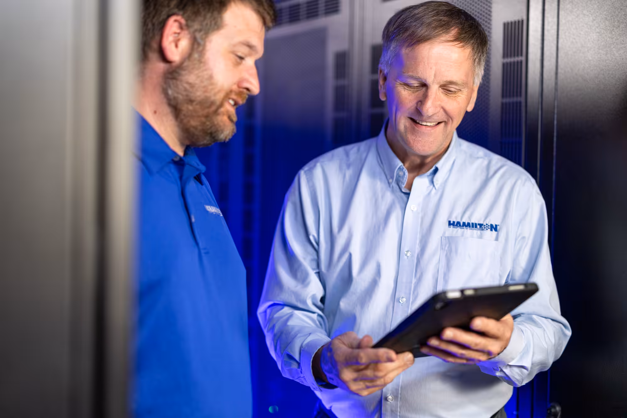 hamilton tech and sales man monitoring the hamilton data center