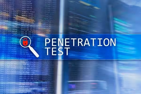 penetration testing graphic with a magnifying glass