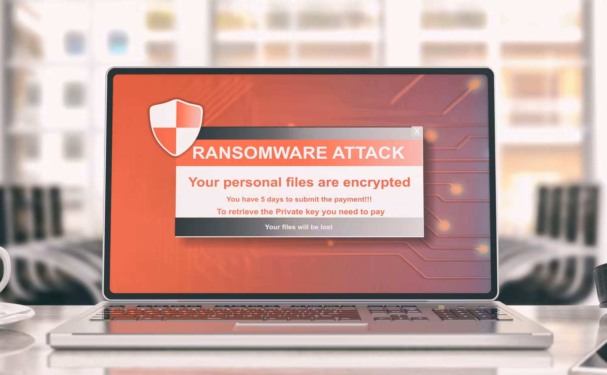 ransomware warning on computer screen
