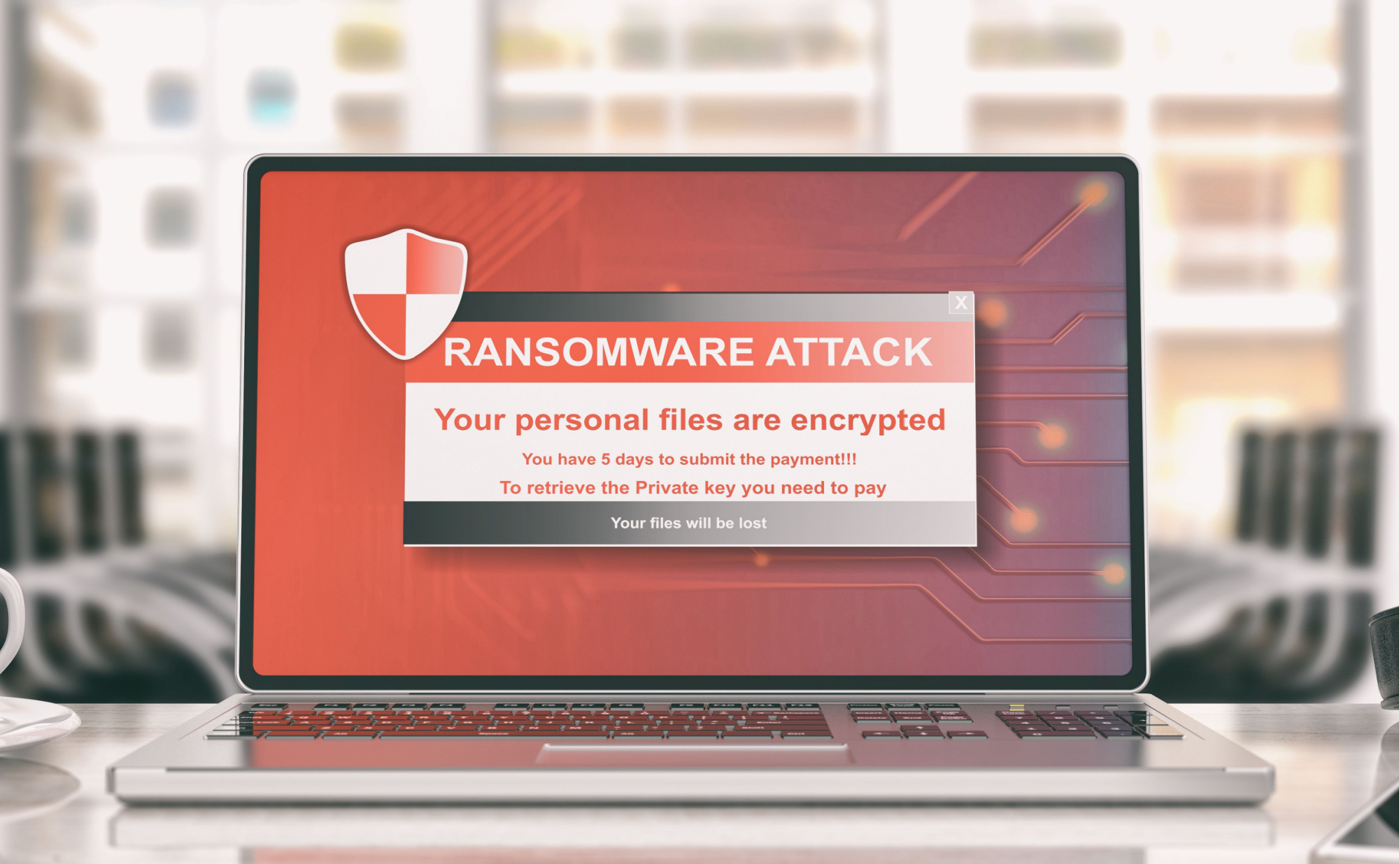 ransomware warning on computer screen ransomware warning on computer screen