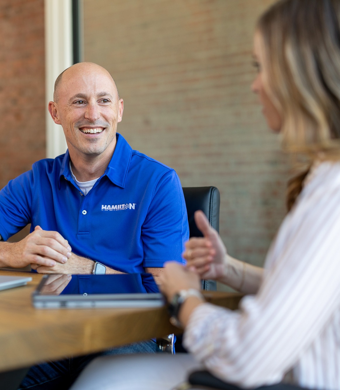 Hamilton Sales manager meeting with a IT Solutions Central City Client