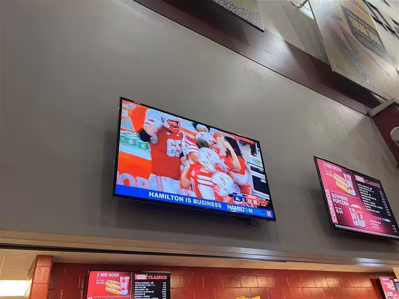 Hamilton Business Technologies ad on a TV in Memorial Stadium in lincoln nebraska Hamilton Business Technologies ad on a TV in Memorial Stadium in lincoln nebraska