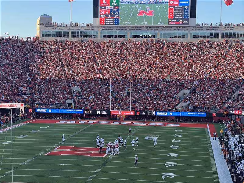memorial stadium showing hamilton business IT ads, in lincoln nebraska memorial stadium showing hamilton business IT ads, in lincoln nebraska